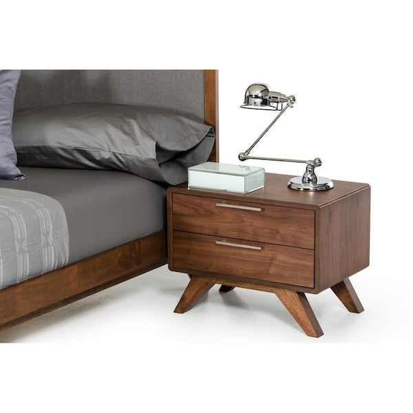 Gfancy Fixtures Modern Walnut Brown Nightstand with Two Drawers GF3097630 - main